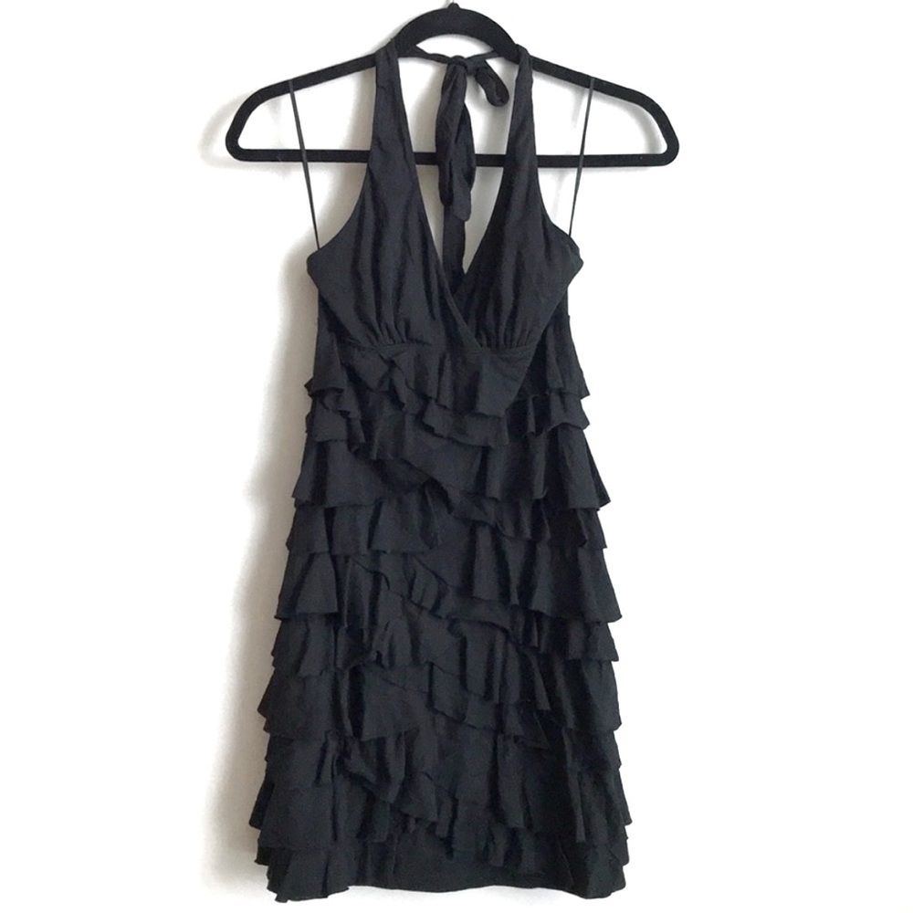 Y2K Babydoll Halter Neck EXPRESS Tiered black casual dress size XXS